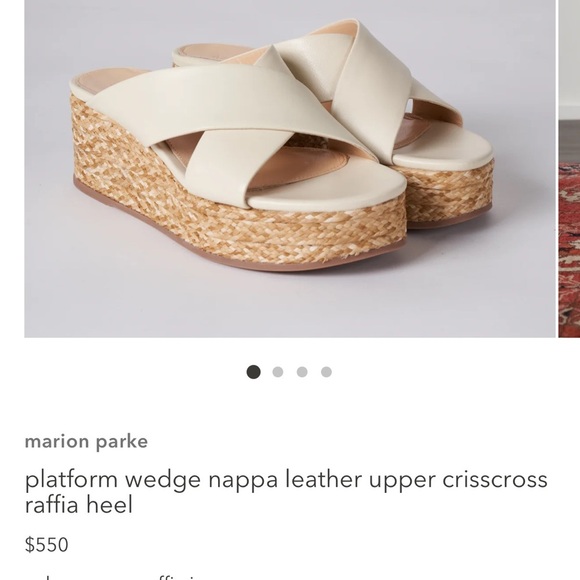Platform Wedge Nappa Leather Upper Crisscross Raffia Heel Cognac Size‎ 8.5 - Picture 11 of 11